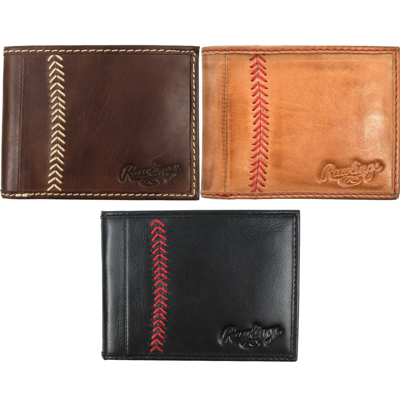 Rawlings Baseball Stitch Bi-Fold Wallet MW485 3 Rawlings Baseball Stitch Bi-Fold Wallet MW485
