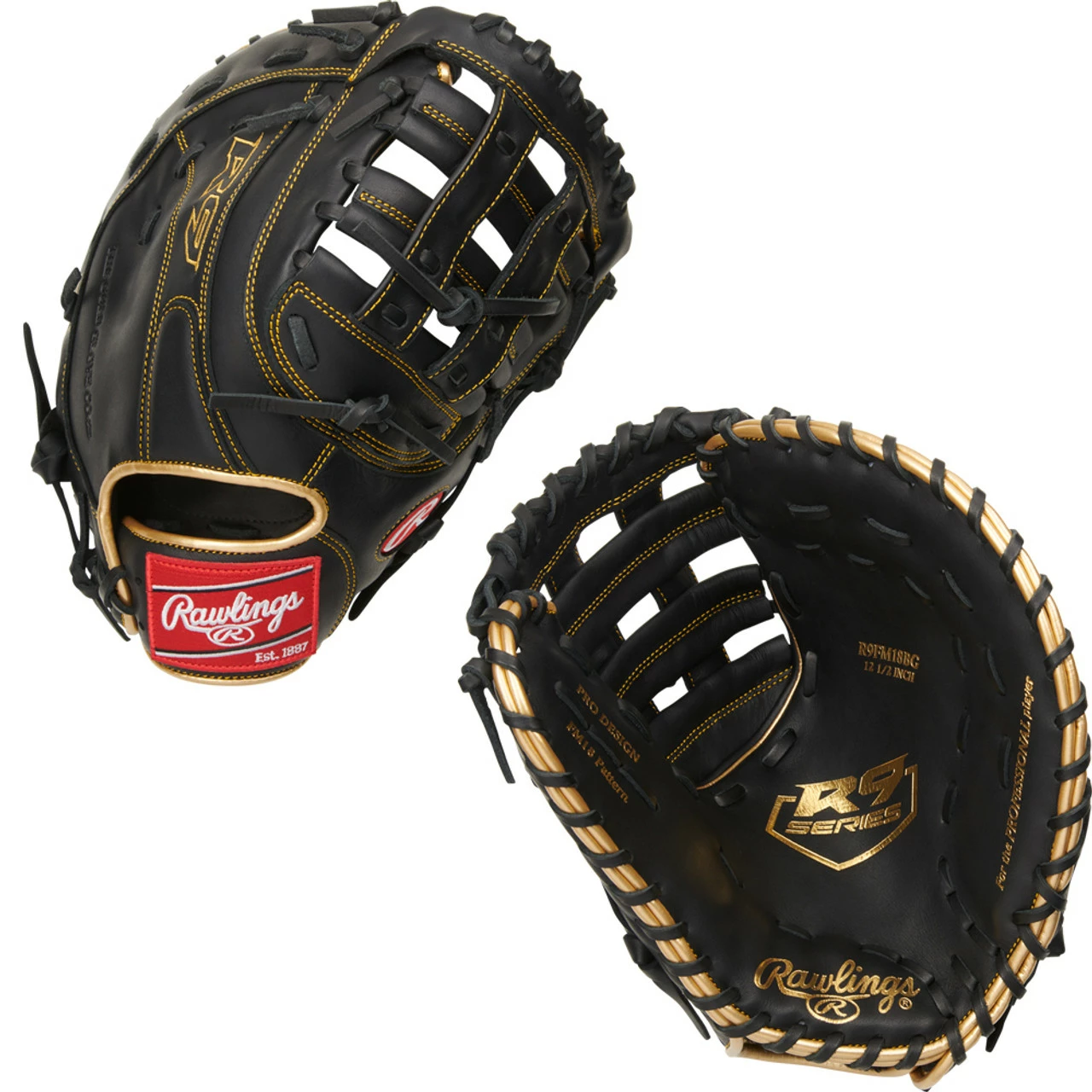 Rawlings R9 12.5" Adult Baseball First Base Mitt R9FM18BG 3 Rawlings R9 12.5" Adult Baseball First Base Mitt R9FM18BG