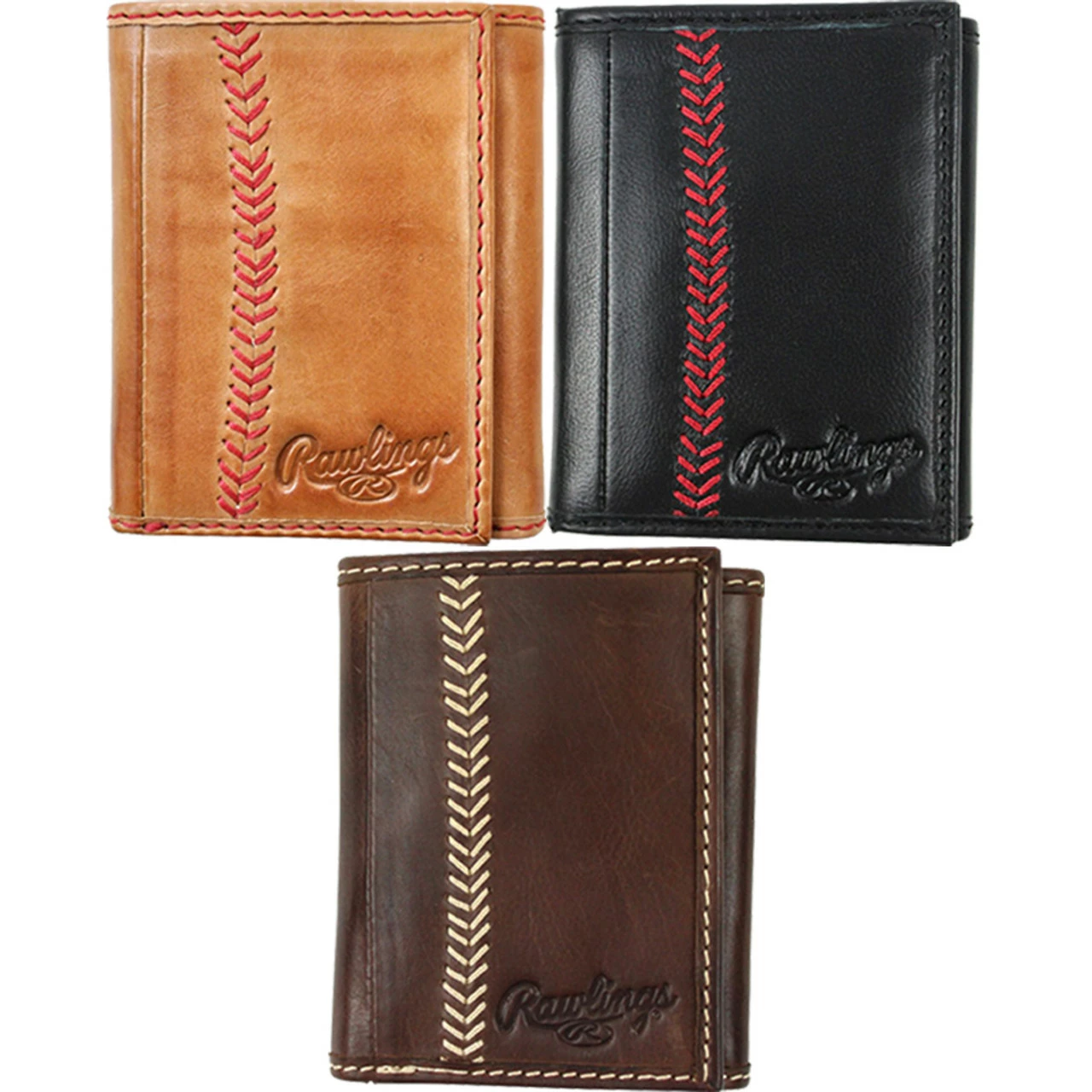 Rawlings Baseball Stitch Tri-Fold Wallet 3 Rawlings Baseball Stitch Tri-Fold Wallet