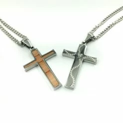 Hall Of Fame Jewelry HOF Jewelry Bat Wood Inlay Cross Pendant Necklace